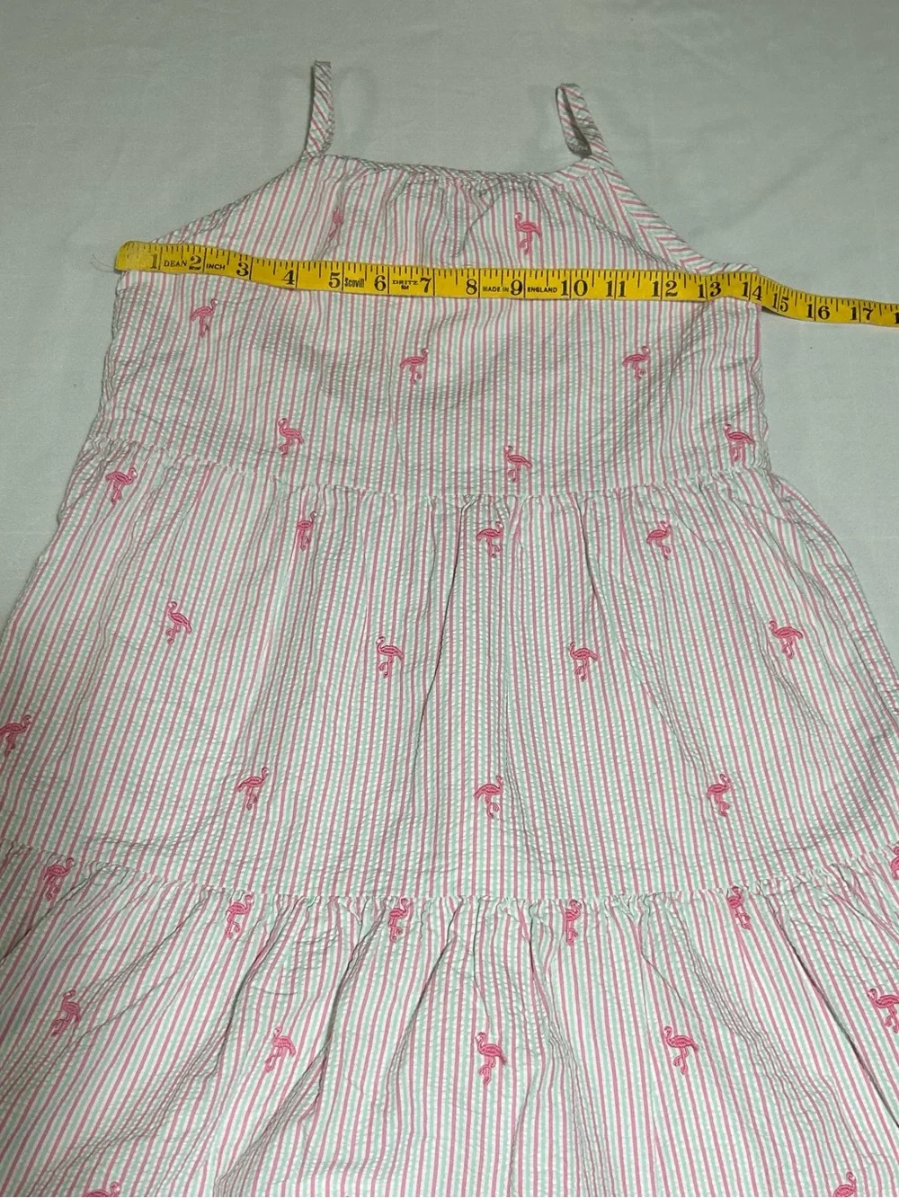 Gymboree Girls 8 Pink Green White Striped Flamingo Sundress Summer Tropical